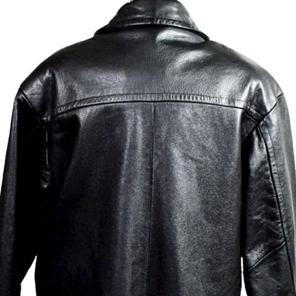 Wilson's Black Removable Lining Leather Navy Pea Coat - Picture 6 of 10